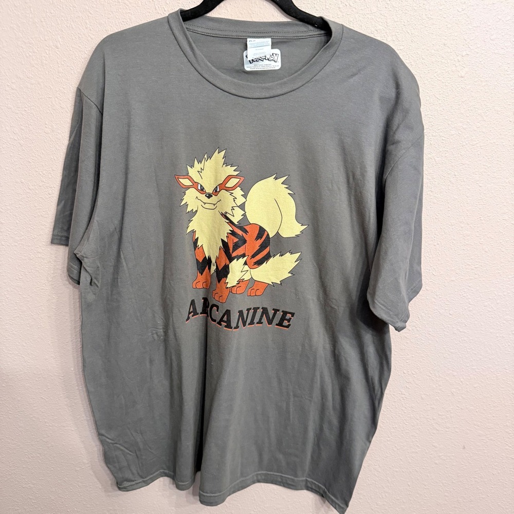 Pokemon Arcanine Graphic T-Shirt Mens XL Grey Port & Company 2024 Nintendo